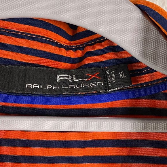 RALPH‎ LAUREN RLX Mens Orange/Blue S/S Polo Shirt XL 1965 golf emblem - flawed - Picture 3 of 9